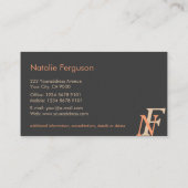 Professional Orange elegant initials card | zu Visitenkarte (Rückseite)