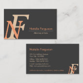 Professional Orange elegant initials card | zu Visitenkarte (Vorne/Hinten)