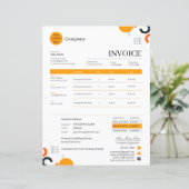 Professional Orange White Red Business Invoice (Stehend Vorderseite)