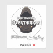 Professional Overthinker Funny Custom Name Aufkleber (Blatt)