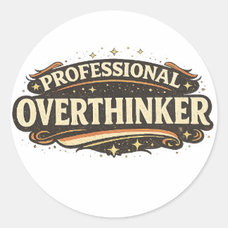 Professional Overthinker Vintage Retro Typography  Runder Aufkleber