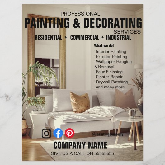 Professional Painting & Decorating Service Flyer | (Vorne)