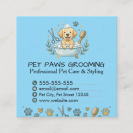 Professional Pet Groomer Square Business Card  Quadratische Visitenkarte