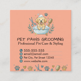 Professional Pet Groomer Square Business Card  Quadratische Visitenkarte