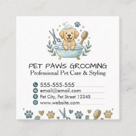 Professional Pet Groomer Square Business Card  Quadratische Visitenkarte