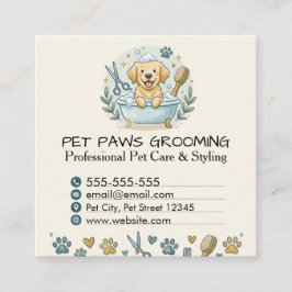 Professional Pet Groomer Square Business Card  Quadratische Visitenkarte