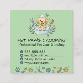 Professional Pet Groomer Square Business Card  Quadratische Visitenkarte