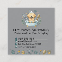 Professional Pet Groomer Square Business Card  Quadratische Visitenkarte