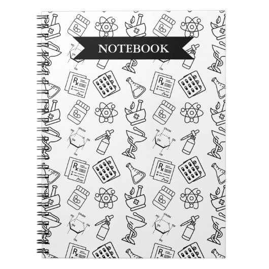 Professional Pharmacy Icon Pattern Notebook Notizblock (Vorderseite)