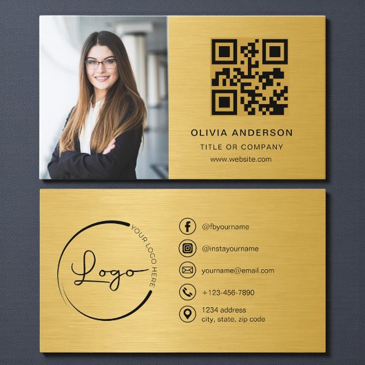 Professional Photo Gold QR Code Social Media Visitenkarte