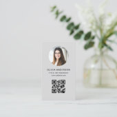 Professional Photo Grey QR Code Social Media Visitenkarte (Stehend Vorderseite)