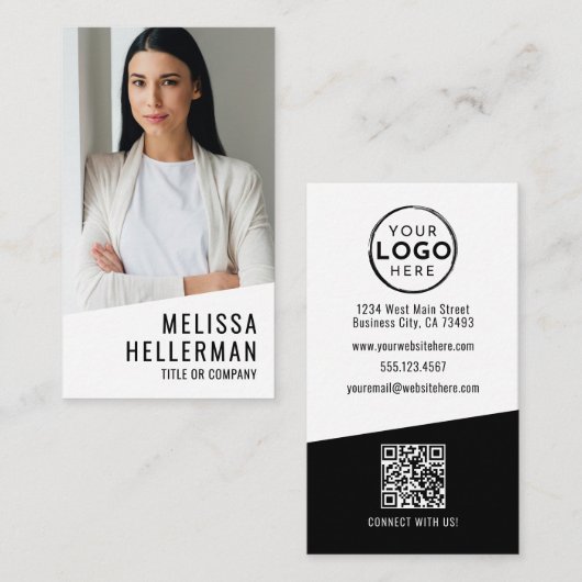 Professional Photo QR Code Company Logo Vertical Visitenkarte (Vorne/Hinten)