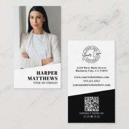 Professional Photo QR Code Company Logo Vertical Visitenkarte