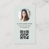 Professional Photo Sage Green QR Code Social Media Visitenkarte (Vorderseite)