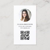Professional Photo White QR Code Social Media Visitenkarte (Vorderseite)