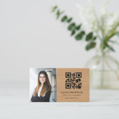Professional Photo Wood QR Code Social Media Visitenkarte (Stehend Vorderseite)
