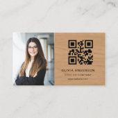 Professional Photo Wood QR Code Social Media Visitenkarte (Vorderseite)