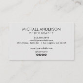 Professional Photographer camera lens Photography  Visitenkarte (Rückseite)