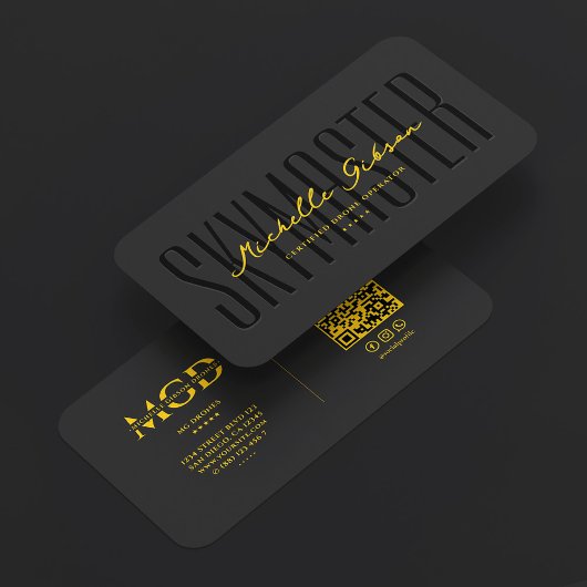 Professional Pilot Drone Operator Yellow Black Visitenkarte