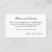 Professional Pink Small Business Thank You Visitenkarte (Rückseite)