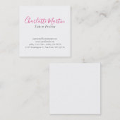 Professional Pink White Manager Consultant Chief Quadratische Visitenkarte (Vorne/Hinten)