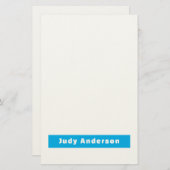 Professional Plain Modern Elegant Name Blue White Briefpapier (Vorne/Hinten)
