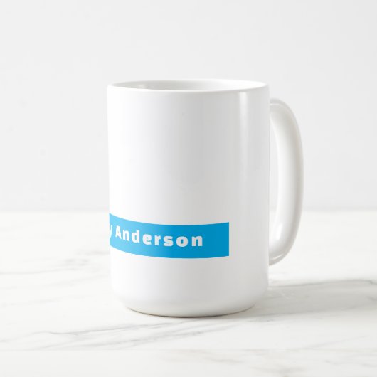 Professional Plain Modern Elegant Name Blue White Kaffeetasse (VorderseiteRechts)