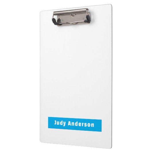 Professional Plain Modern Elegant Name Blue White Klemmbrett (Links)