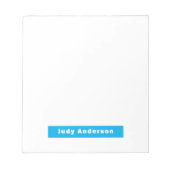 Professional Plain Modern Elegant Name Blue White Notizblock (Vorderseite)