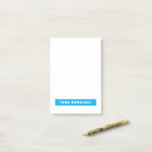 Professional Plain Modern Elegant Name Blue White Post-it Klebezettel (Auf Schreibtisch)
