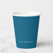 Professional Plain Modern Elegant Your Name Blue Pappbecher (Vorderseite)
