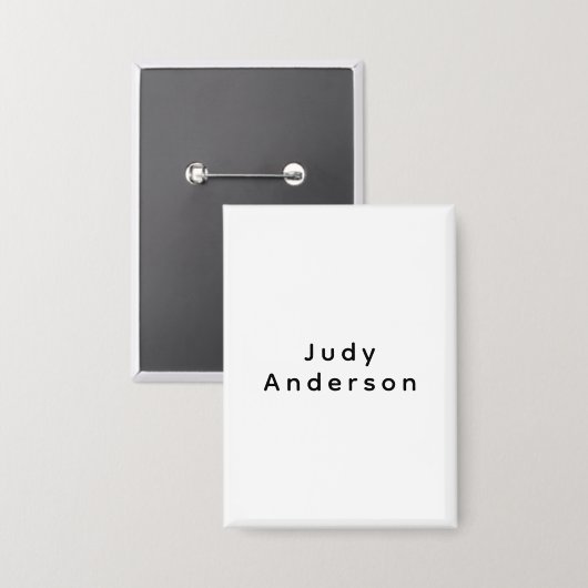 Professional Plain Modern Elegant Your Name Button (Vorderseite/Rückseite)