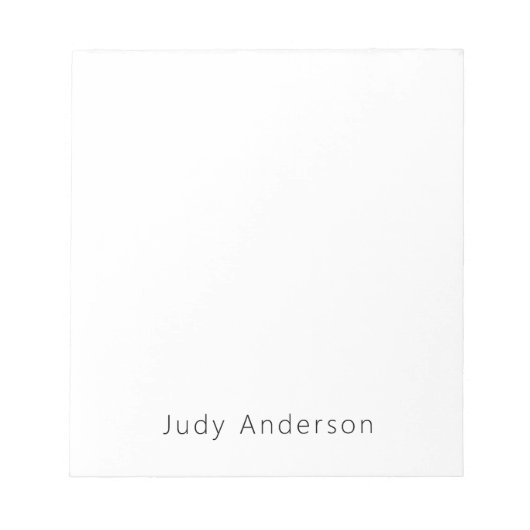 Professional Plain Modern Elegant Your Name Notizblock (Vorderseite)