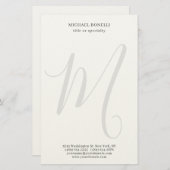 Professional Plain Modern Minimalist Monogrammed Briefpapier (Vorne/Hinten)