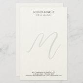 Professional Plain Modern Minimalist Monogrammed Briefpapier (Vorne/Hinten)