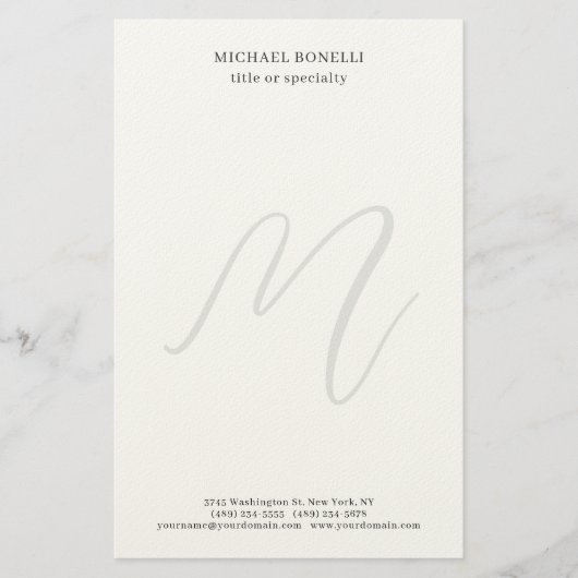 Professional Plain Modern Minimalist Monogrammed Briefpapier (Vorderseite)