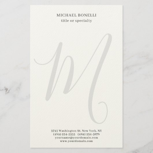 Professional Plain Modern Minimalist Monogrammed Briefpapier (Vorderseite)