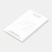 Professional Plain Modern Minimalist Monogrammed Post-it Klebezettel (angewinkelt)