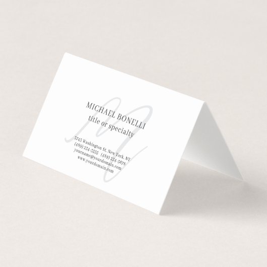 Professional Plain Modern Minimalist Monogrammed Visitenkarten (Vorderseite)
