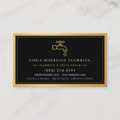 Professional Plumber Black Gold Metallic QR Code Visitenkarte (Vorderseite)