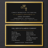 Professional Plumber Black Gold Metallic QR Code Visitenkarte