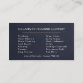 Professional Plumber Navy Blue Gold Minimalist Visitenkarte (Rückseite)