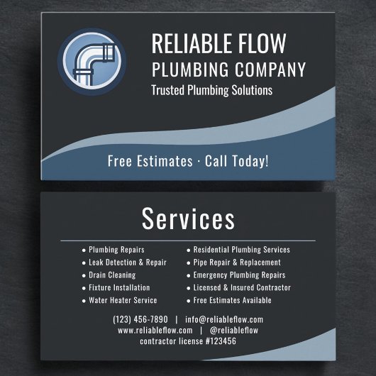 Professional Plumber Plumbing Company Visitenkarte