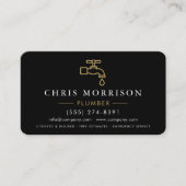 Professional Plumbing Service Black Gold Visitenkarte (Vorderseite)