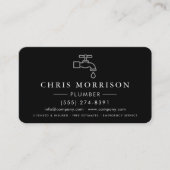 Professional Plumbing Service Black & Silver Visitenkarte (Vorderseite)