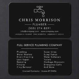 Professional Plumbing Service Black & Silver Visitenkarte