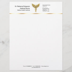 Professional Precious Medical Gold Caduceus Briefbogen