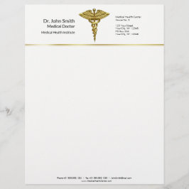 Professional Precious Medical Gold Caduceus Briefbogen