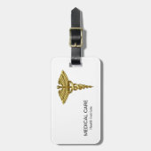 Professional Precious Medical Gold Caduceus Gepäckanhänger (Vorderseite vertikal)