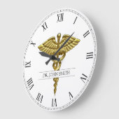 Professional Precious Medical Gold Caduceus Große Wanduhr (Winkel)